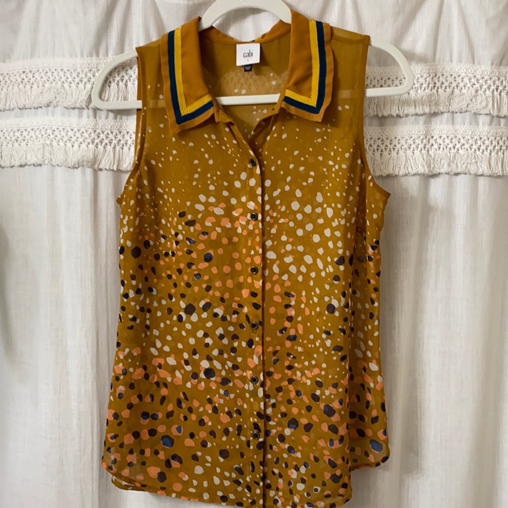 Cabi mustard sleeveless blouse